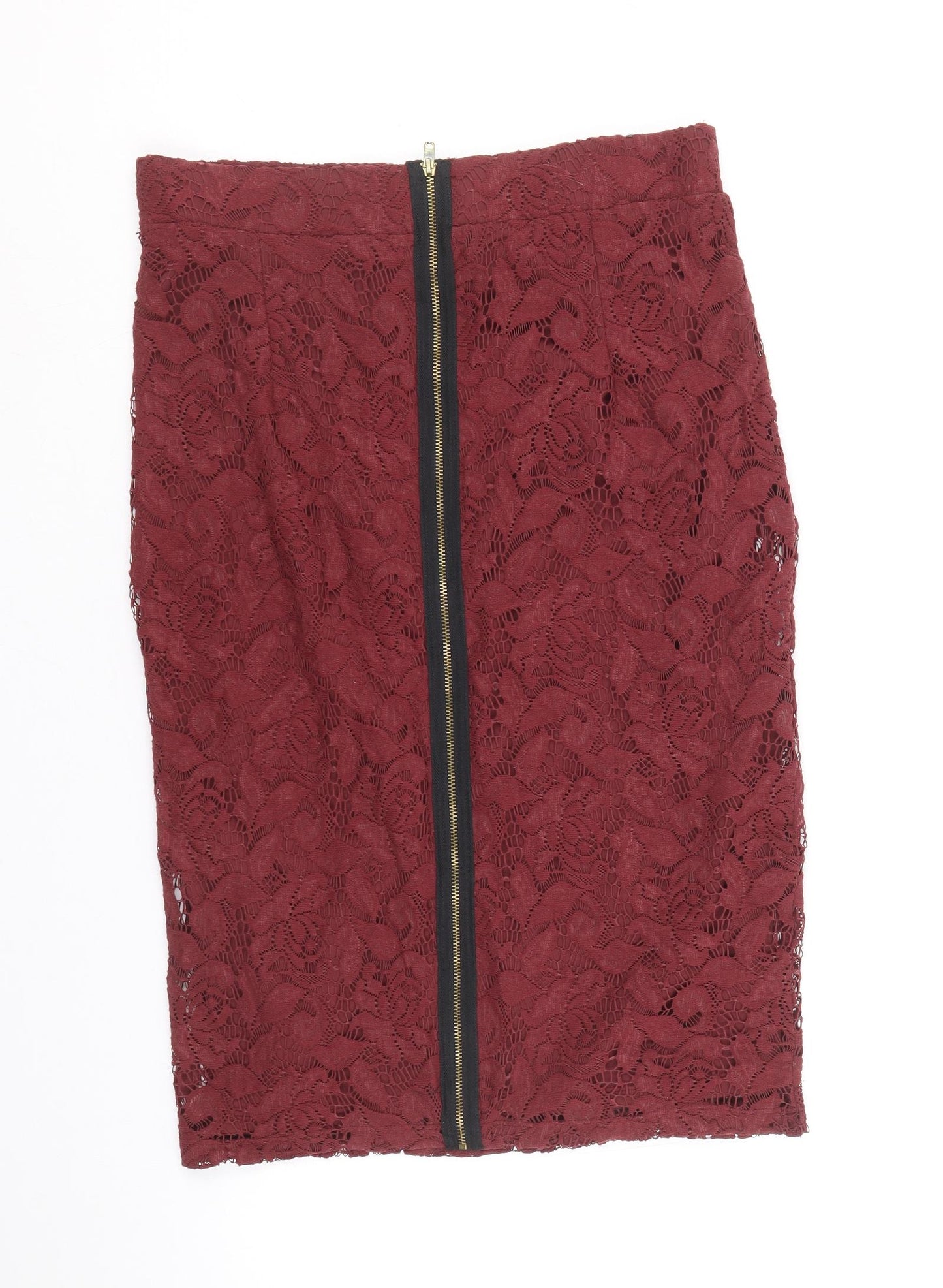 Limited Collection Womens Red Floral Polyamide Straight & Pencil Skirt Size 12 Zip