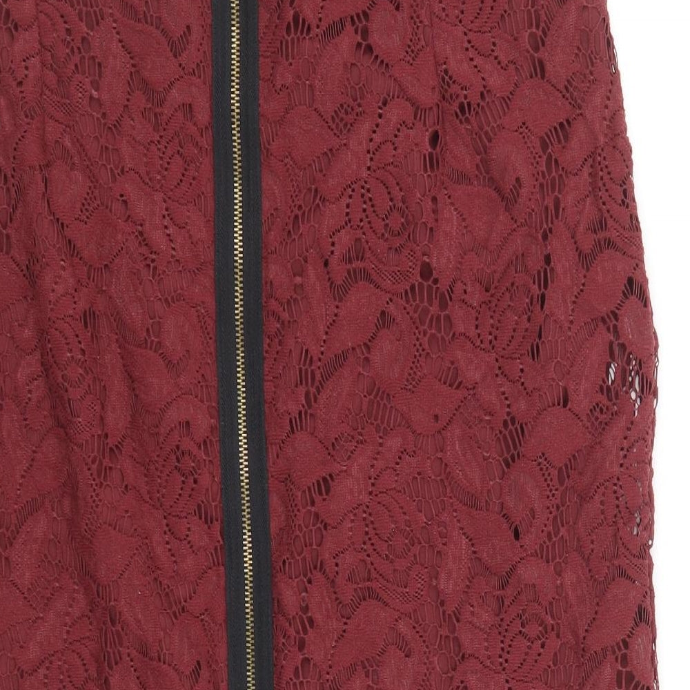Limited Collection Womens Red Floral Polyamide Straight & Pencil Skirt Size 12 Zip