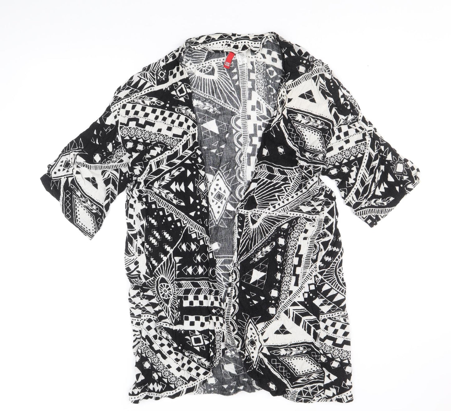 Divided by H&M Womens Black Geometric Viscose Kimono Blouse One Size V-Neck