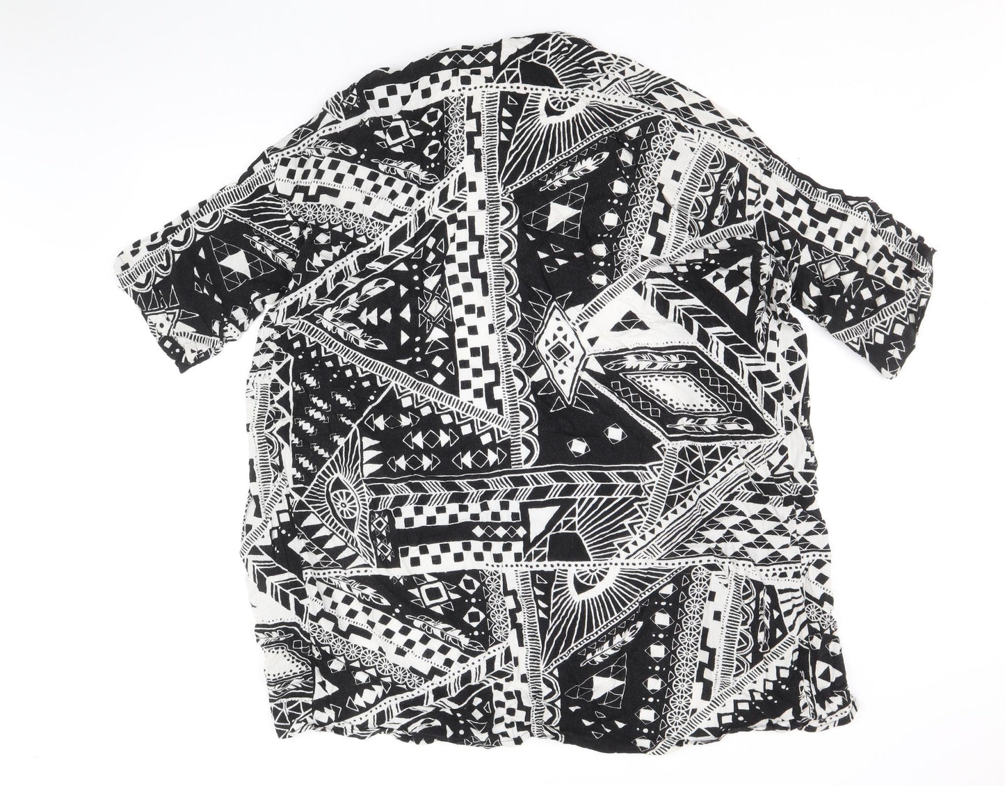 Divided by H&M Womens Black Geometric Viscose Kimono Blouse One Size V-Neck