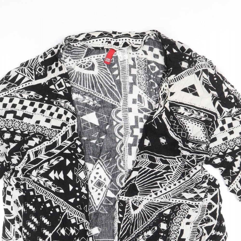 Divided by H&M Womens Black Geometric Viscose Kimono Blouse One Size V-Neck