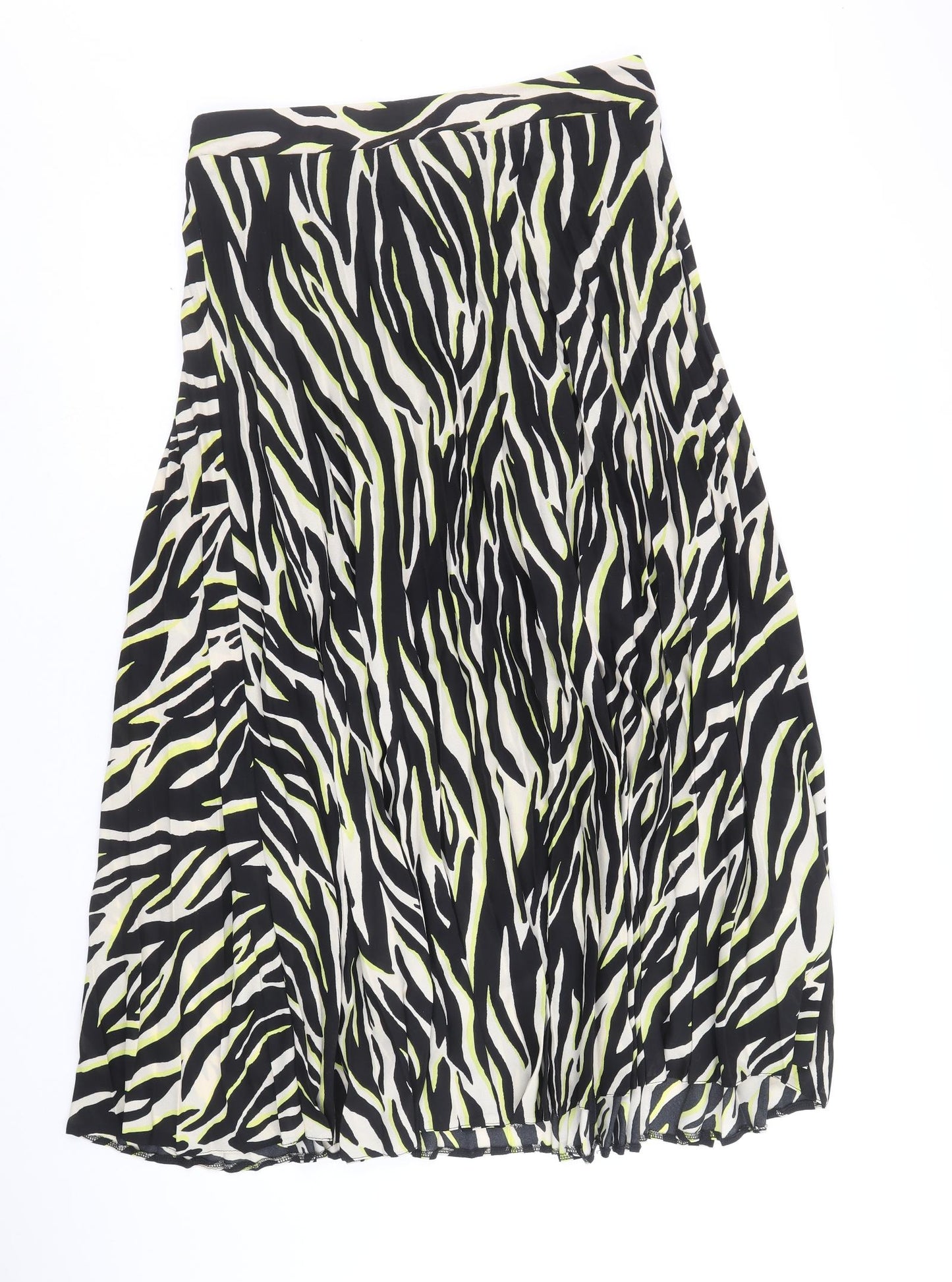 New Look Womens Black Animal Print Polyester Swing Skirt Size 14 - Zebra Pattern