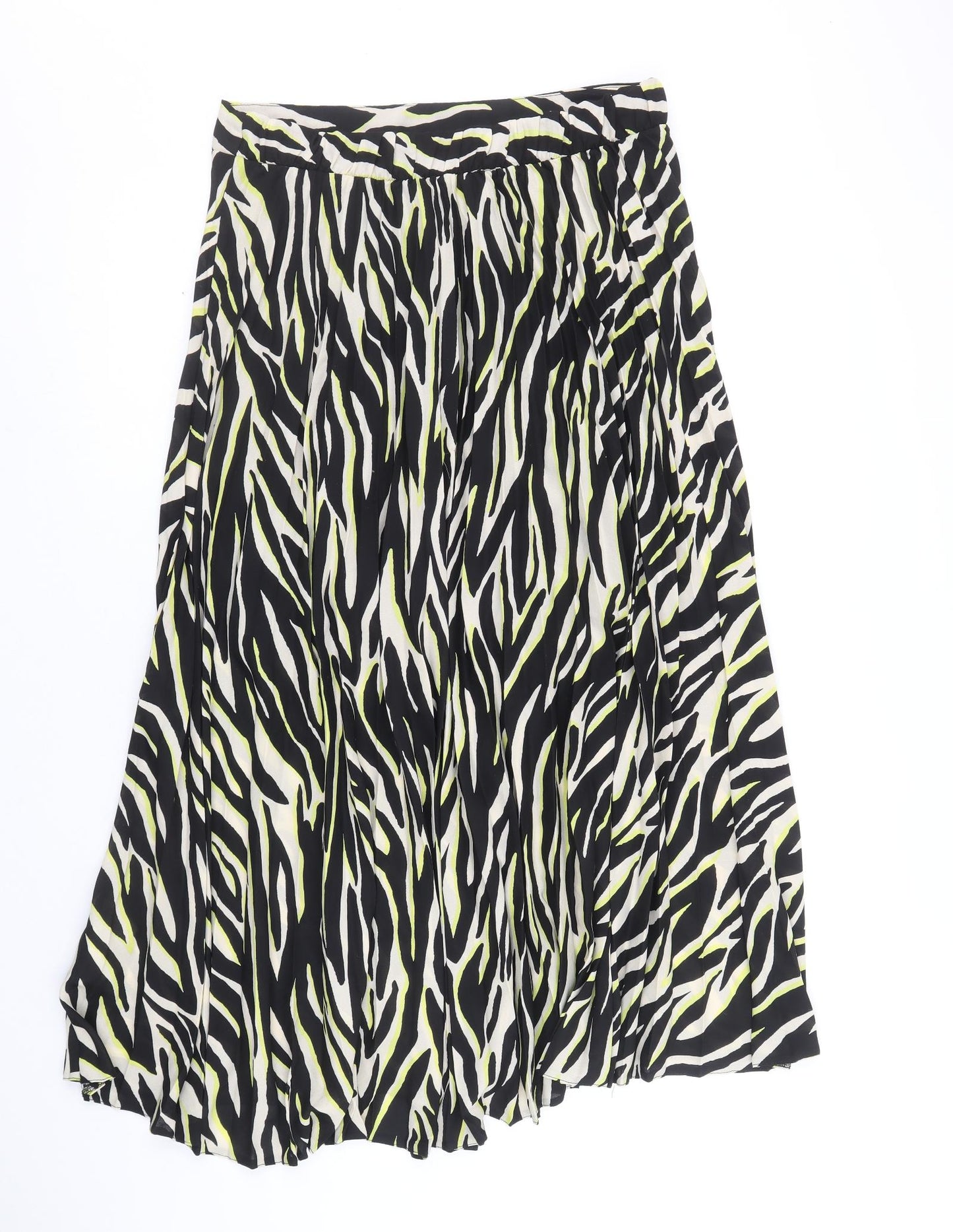 New Look Womens Black Animal Print Polyester Swing Skirt Size 14 - Zebra Pattern