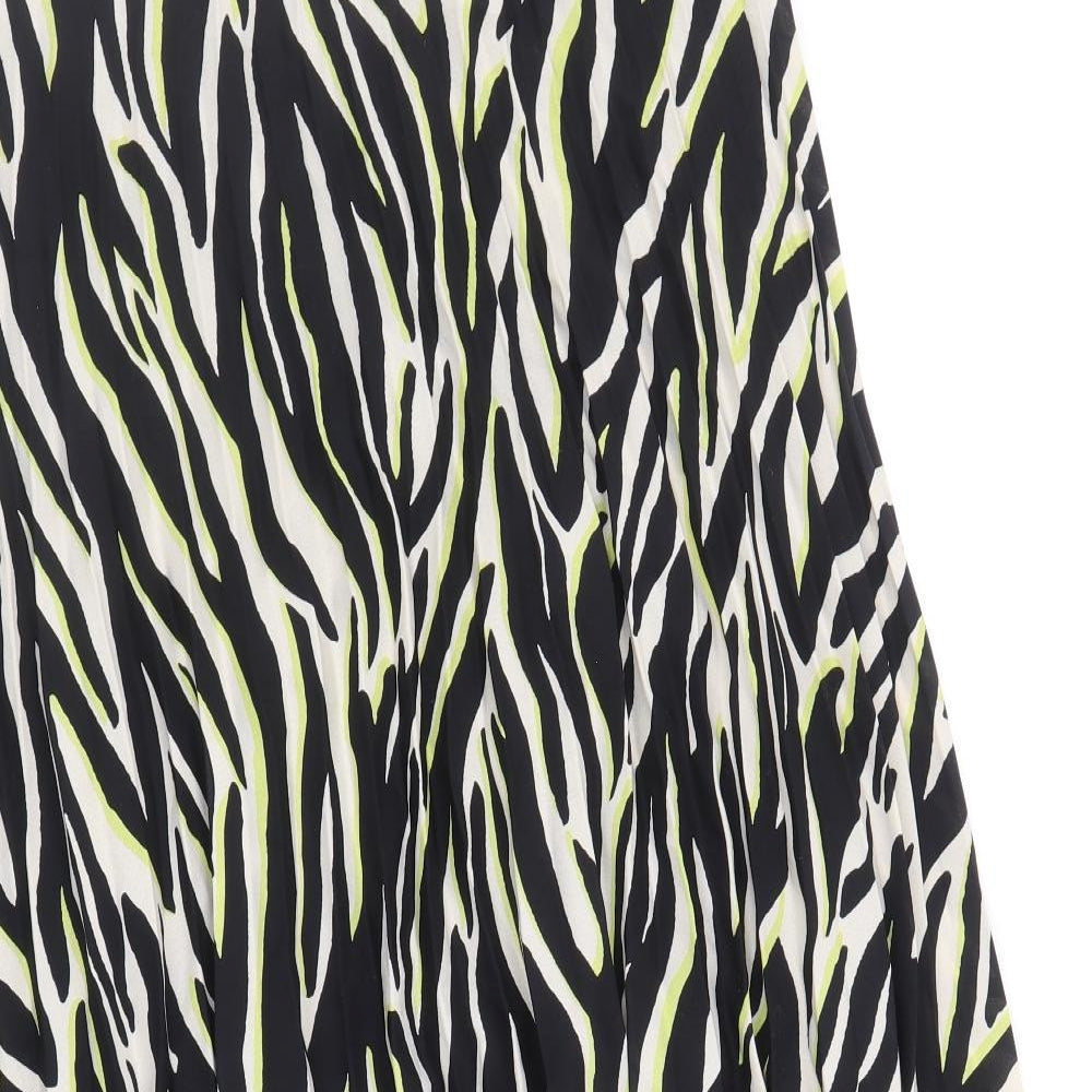 New Look Womens Black Animal Print Polyester Swing Skirt Size 14 - Zebra Pattern