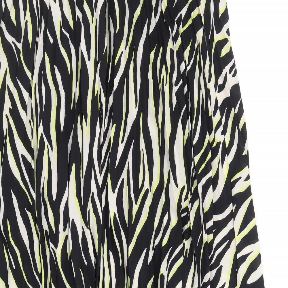 New Look Womens Black Animal Print Polyester Swing Skirt Size 14 - Zebra Pattern