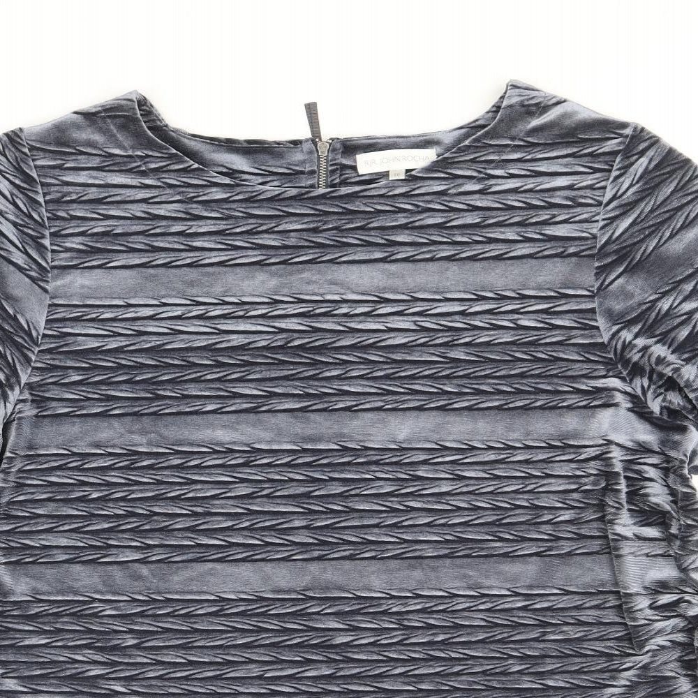RJR.John Rocha Womens Blue Striped Polyester Basic Blouse Size 20 Round Neck