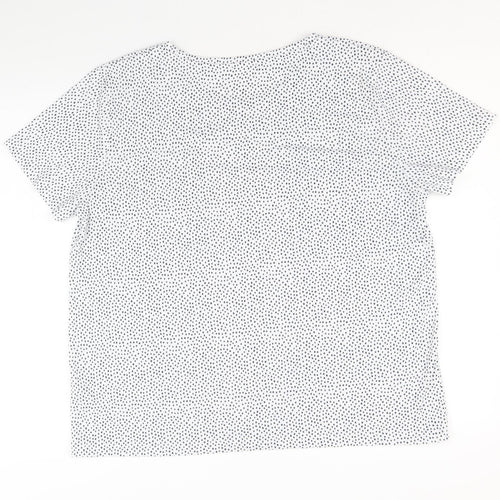 Marks and Spencer Womens White Geometric Polyester Basic T-Shirt Size 16 Round Neck