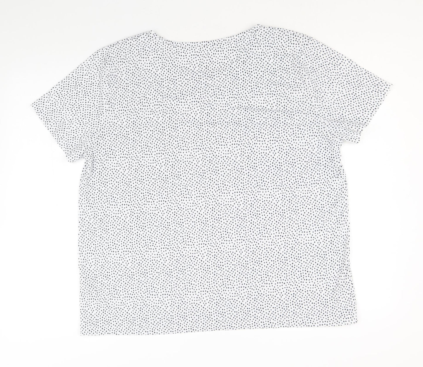 Marks and Spencer Womens White Geometric Polyester Basic T-Shirt Size 16 Round Neck