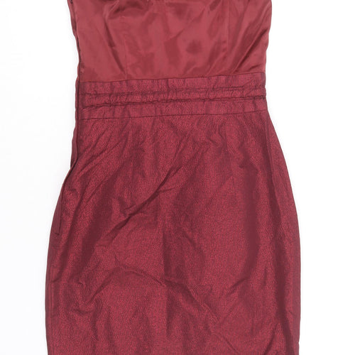 H&M Womens Red Polyester Mini Size 6 Off the Shoulder Zip