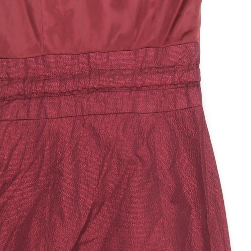 H&M Womens Red Polyester Mini Size 6 Off the Shoulder Zip
