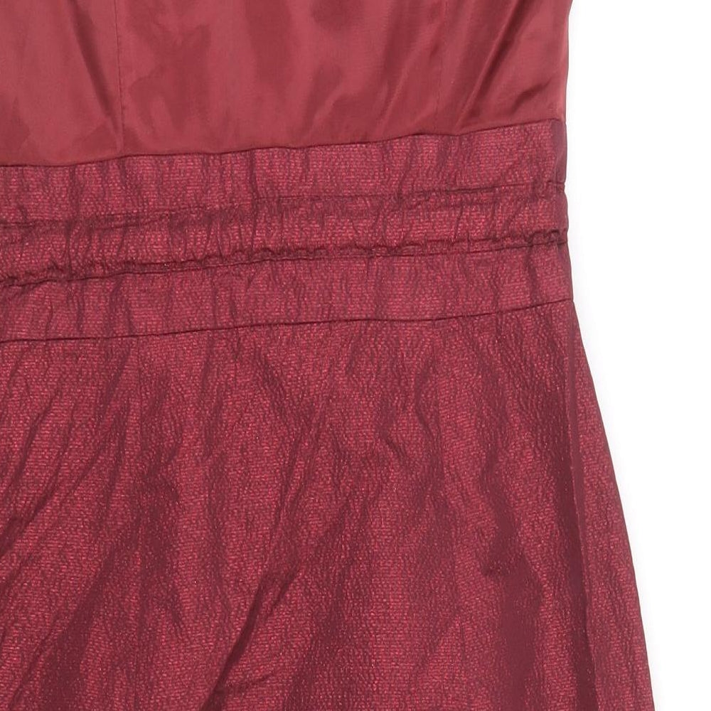 H&M Womens Red Polyester Mini Size 6 Off the Shoulder Zip