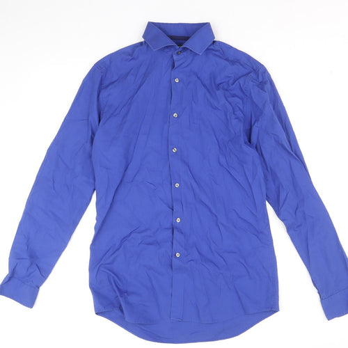 Limited Collection Mens Blue Cotton Dress Shirt Size 15 Collared Button
