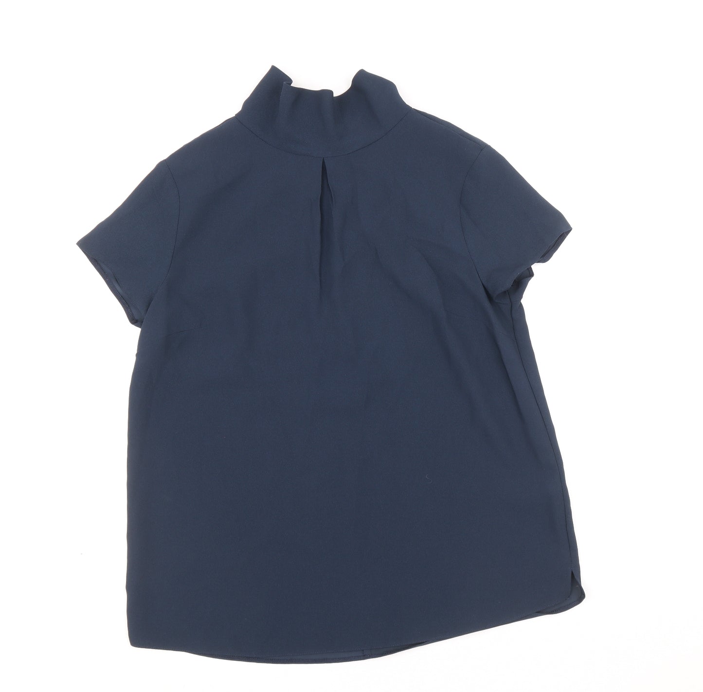 Dorothy Perkins Womens Blue Polyester Basic Blouse Size 8 High Neck