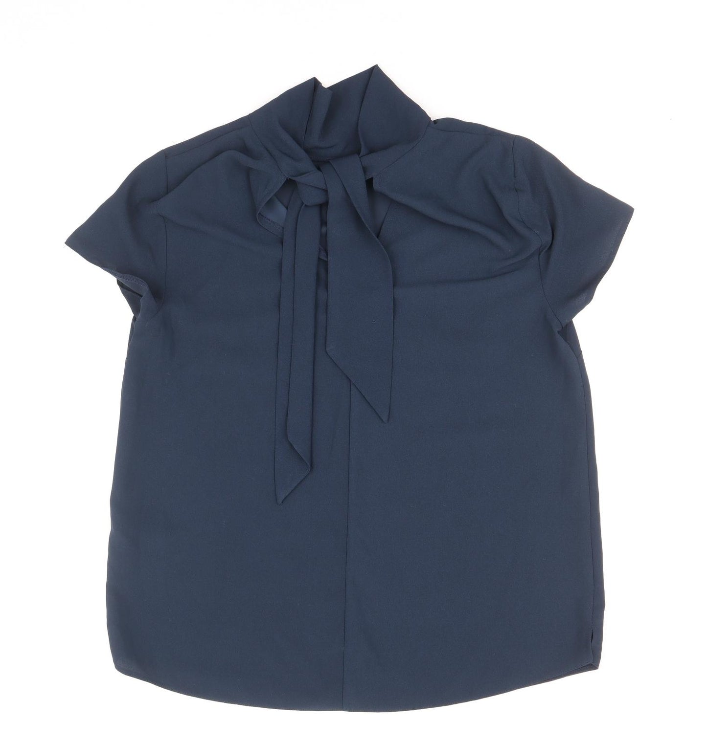 Dorothy Perkins Womens Blue Polyester Basic Blouse Size 8 High Neck