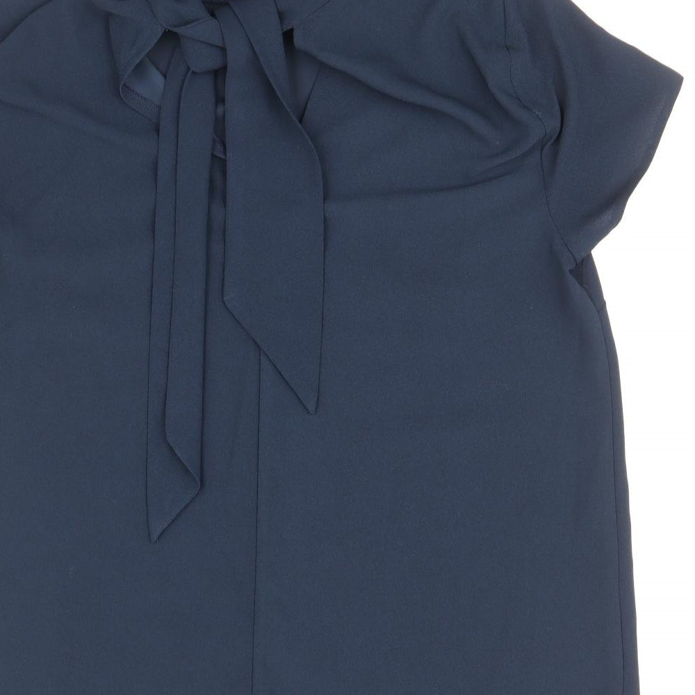 Dorothy Perkins Womens Blue Polyester Basic Blouse Size 8 High Neck