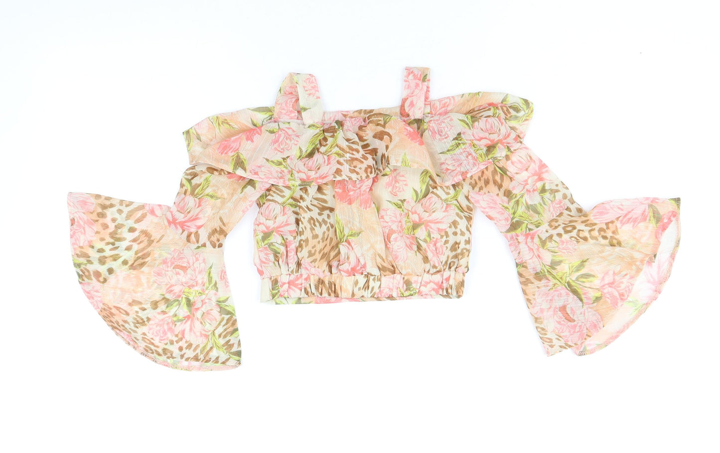 River Island Girls Multicoloured Floral Polyester Basic Blouse Size 5-6 Years Off the Shoulder Pullover