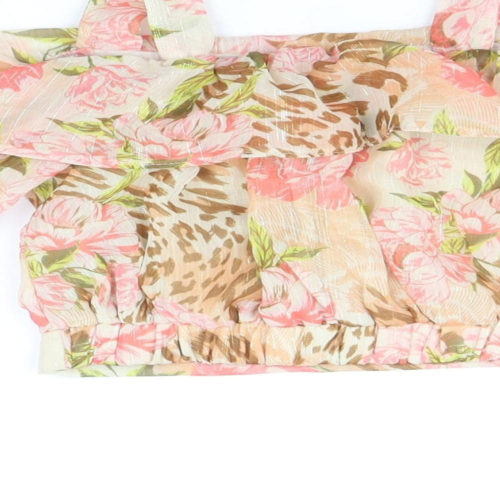 River Island Girls Multicoloured Floral Polyester Basic Blouse Size 5-6 Years Off the Shoulder Pullover