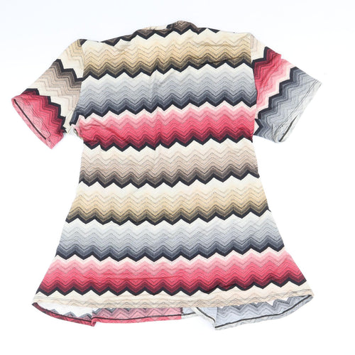 Saloos Womens Multicoloured Geometric Polyester Basic Blouse Size 14 V-Neck