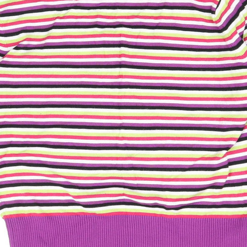CC Womens Multicoloured V-Neck Striped Viscose Pullover Jumper Size M