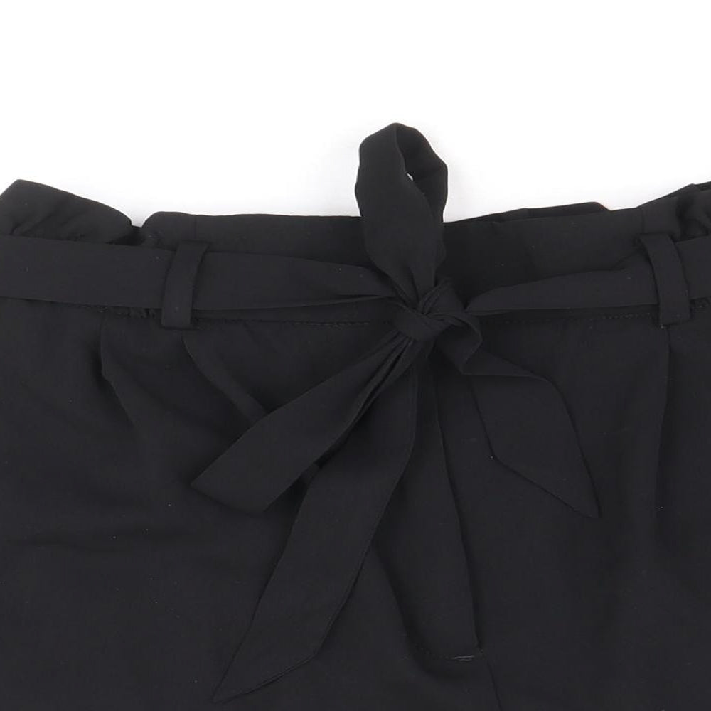 H&M Womens Black Polyester Paperbag Shorts Size 12 Regular Zip