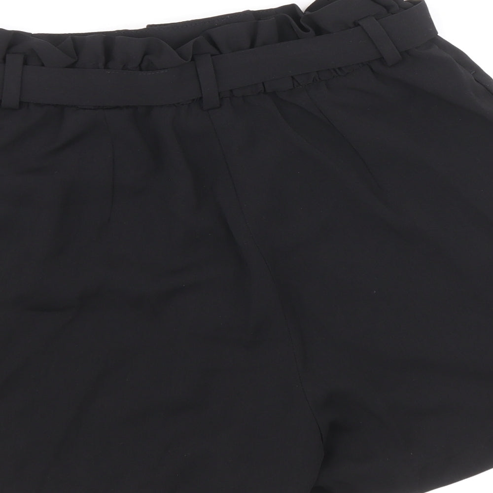 H&M Womens Black Polyester Paperbag Shorts Size 12 Regular Zip