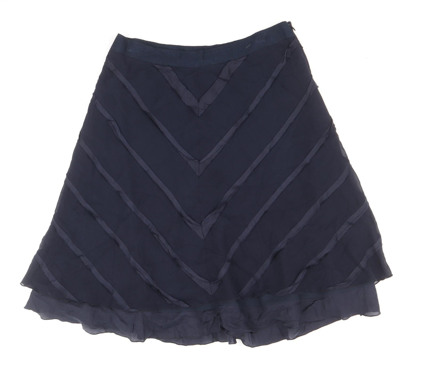 Marks and Spencer Womens Blue Silk A-Line Skirt Size 10 Zip