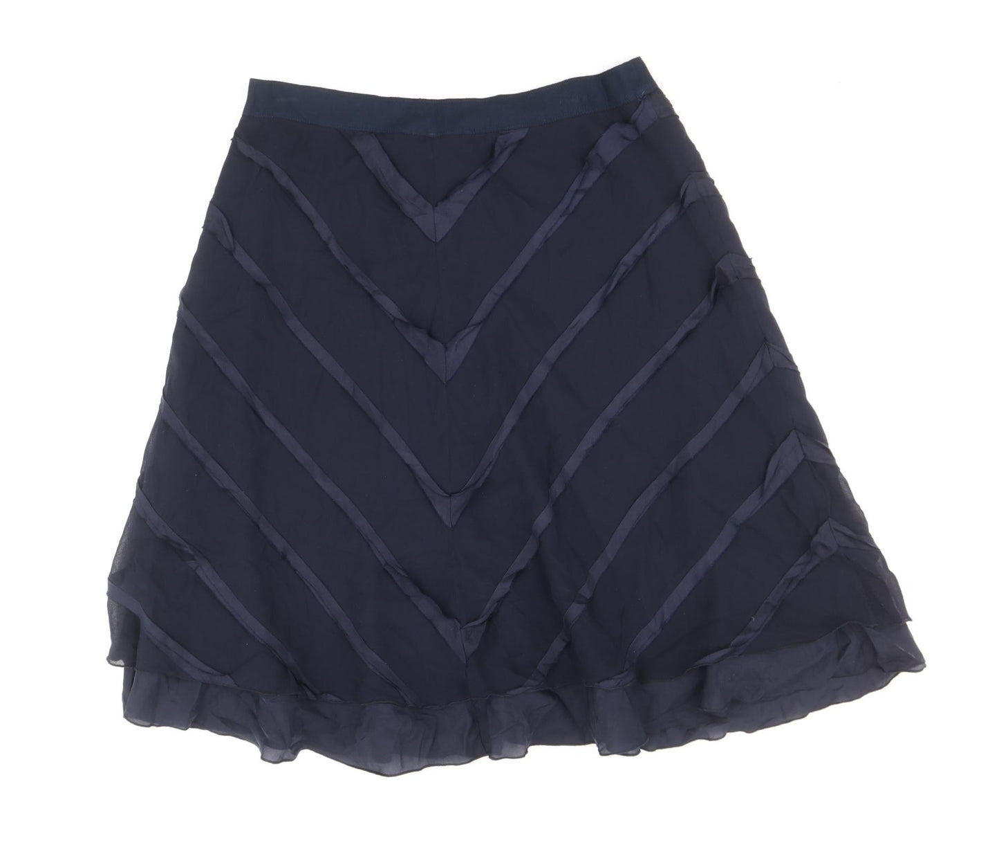 Marks and Spencer Womens Blue Silk A-Line Skirt Size 10 Zip