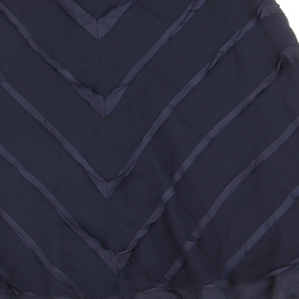 Marks and Spencer Womens Blue Silk A-Line Skirt Size 10 Zip