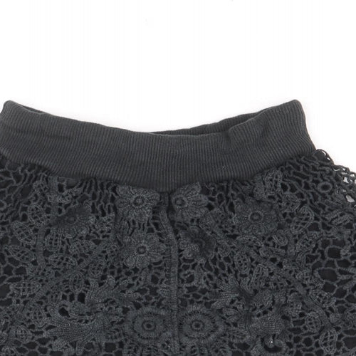 Preworn Girls Black Cotton Boyfriend Shorts Size 6 Years Regular