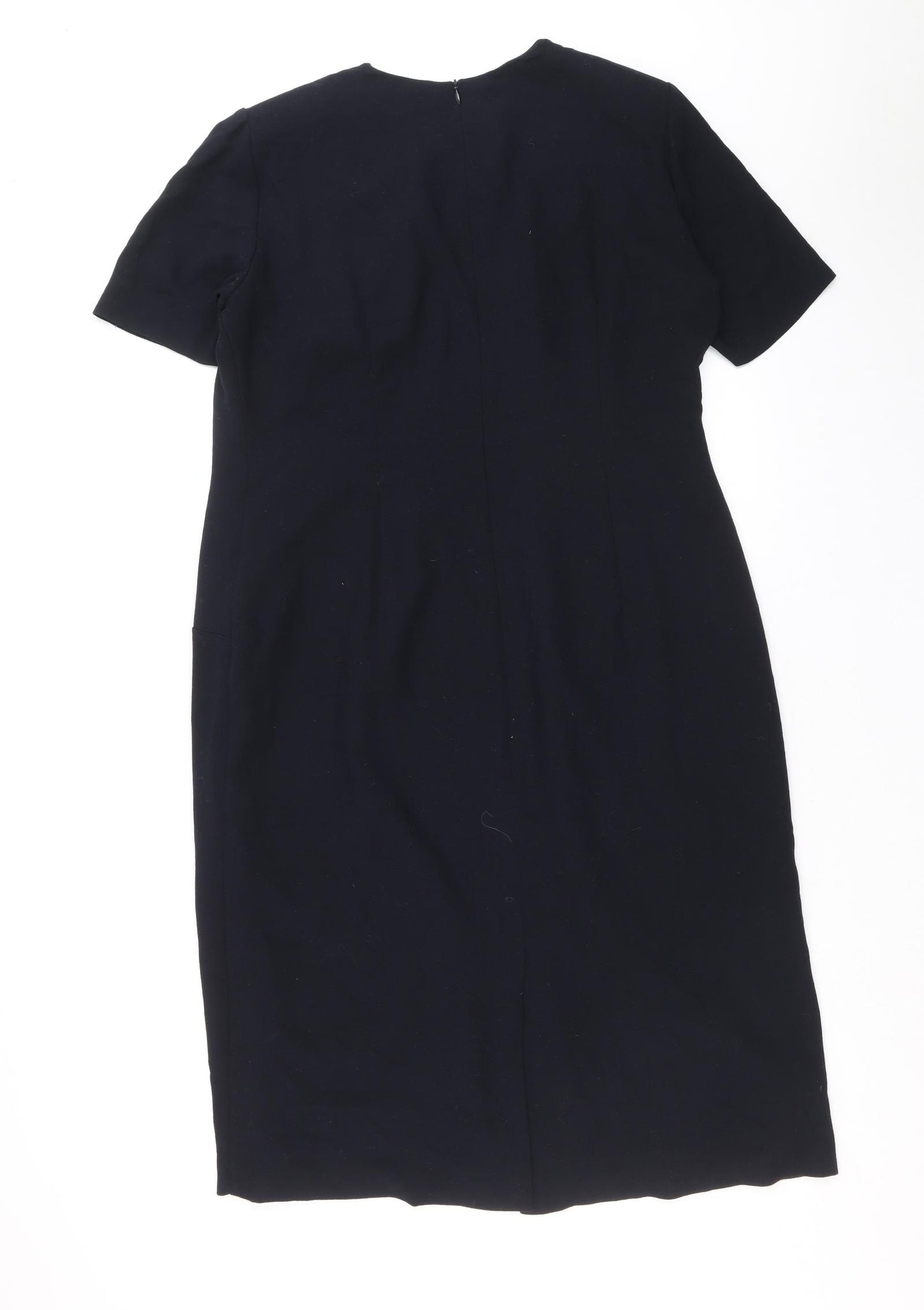 Marks and Spencer Womens Blue Polyester A-Line Size 18 Scoop Neck Zip
