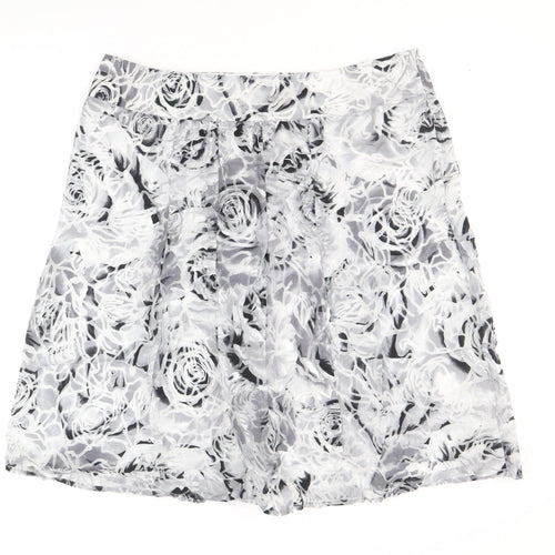 Per Una Womens Grey Floral Viscose Mini Skirt Size 14 Zip