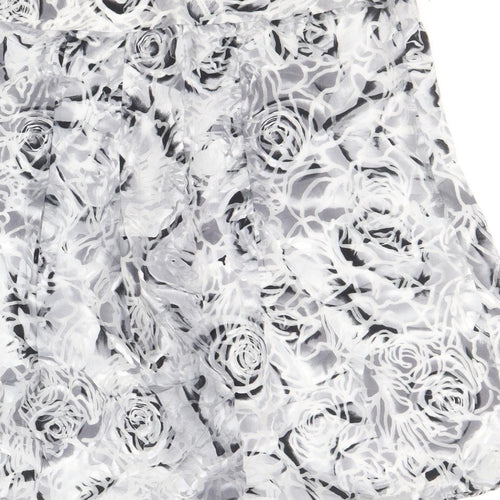 Per Una Womens Grey Floral Viscose Mini Skirt Size 14 Zip