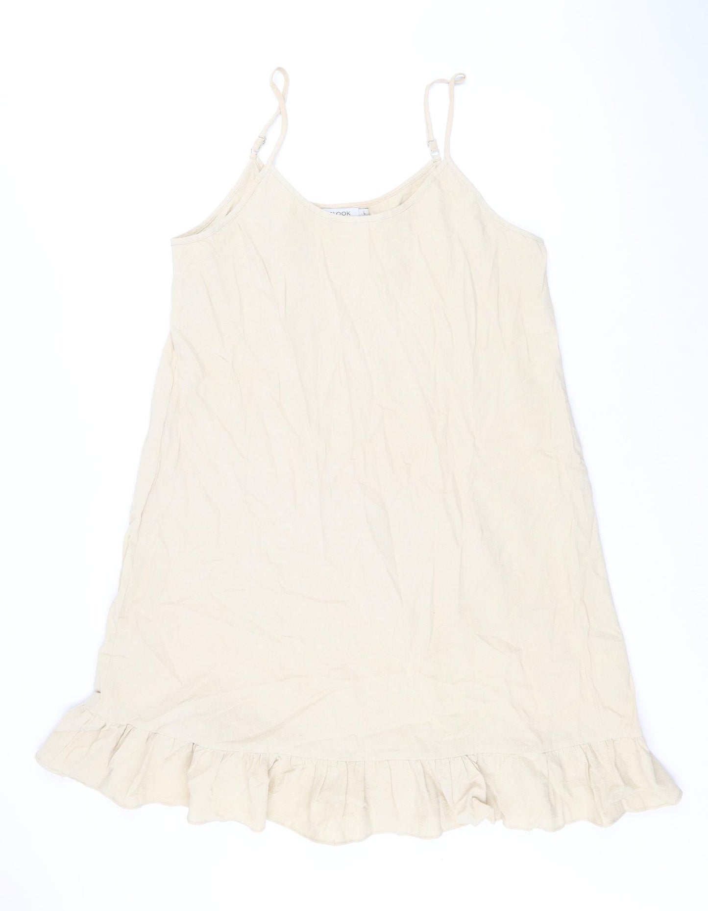MissLook Womens Beige Cotton A-Line Size L Scoop Neck Pullover