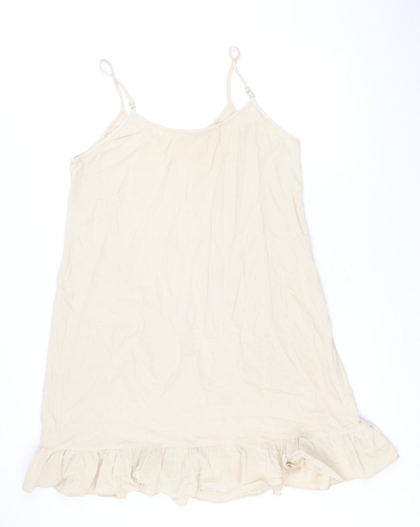 MissLook Womens Beige Cotton A-Line Size L Scoop Neck Pullover