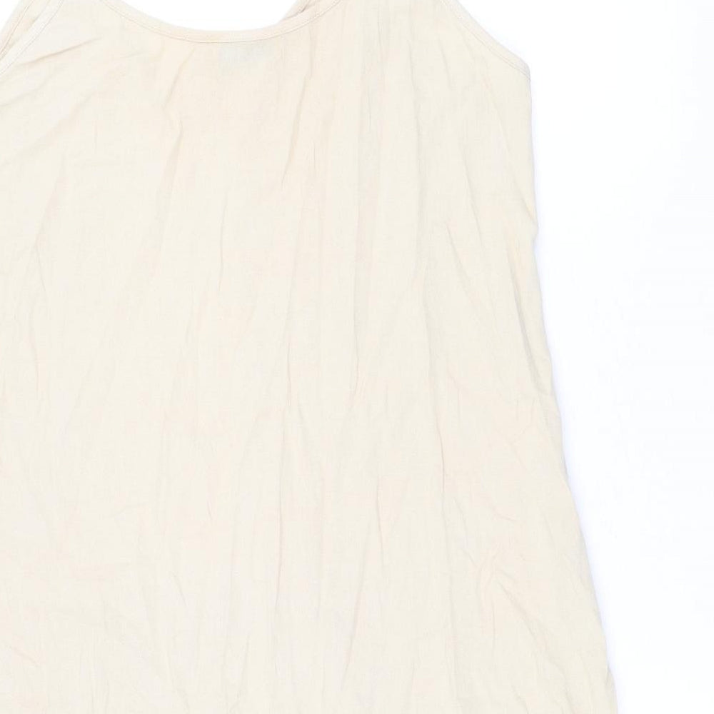 MissLook Womens Beige Cotton A-Line Size L Scoop Neck Pullover