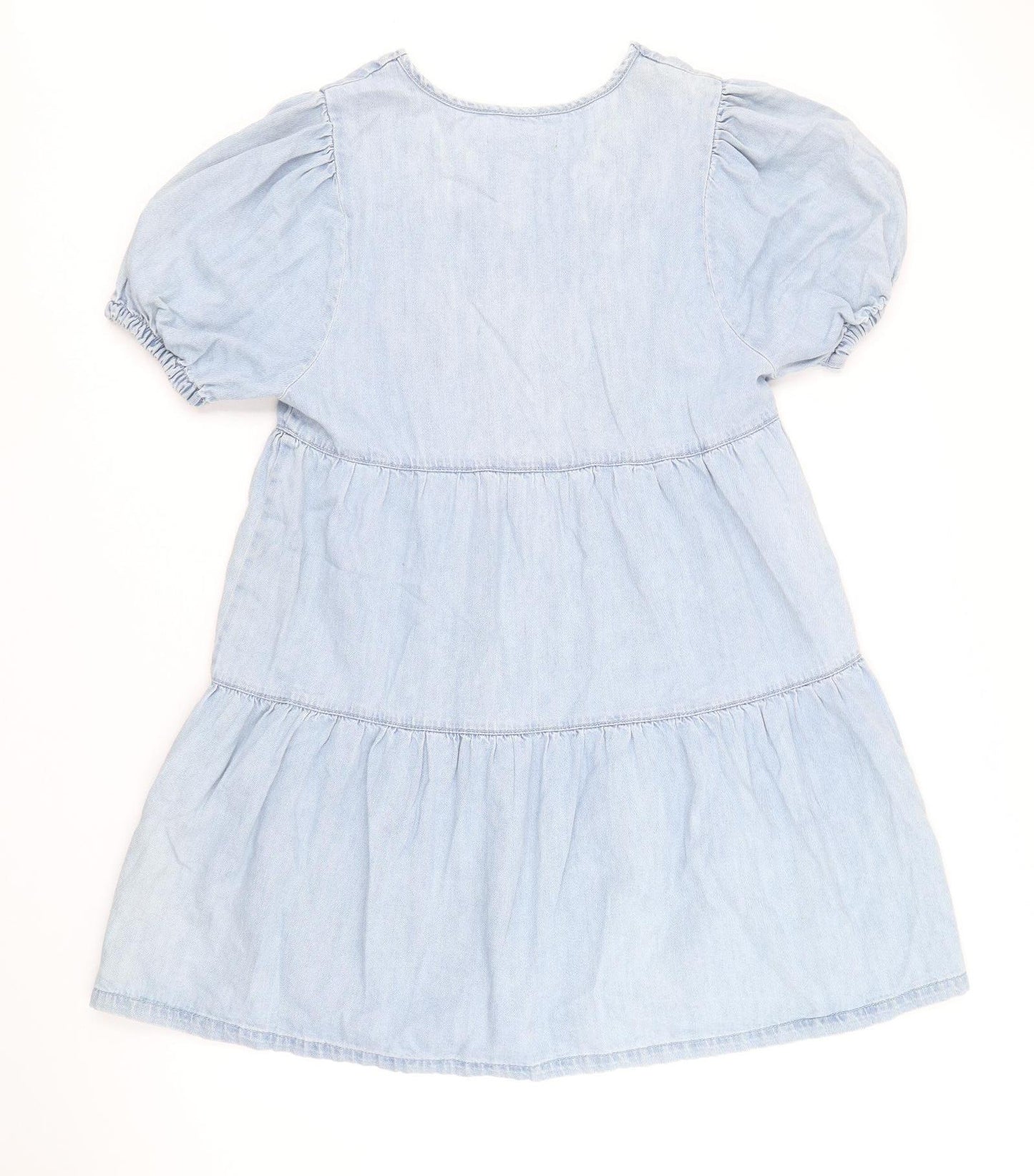 George Womens Blue Cotton A-Line Size 10 V-Neck Pullover - Tiered
