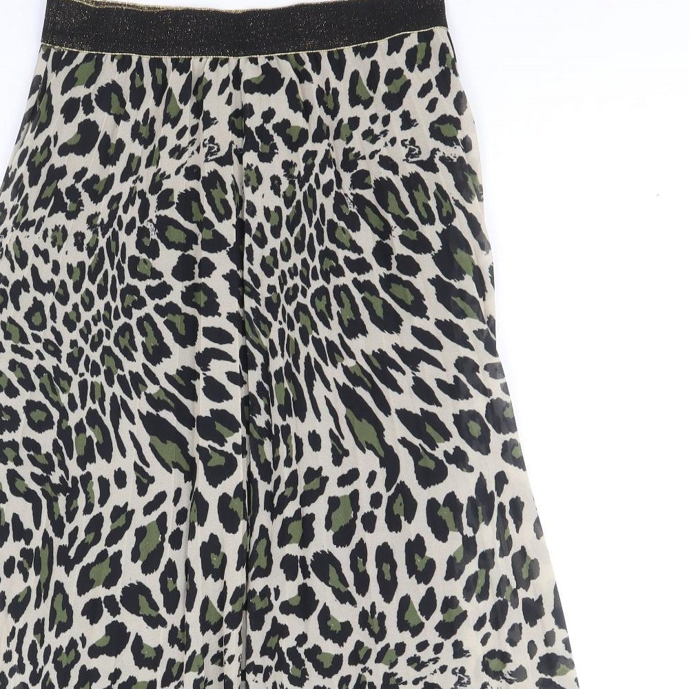 Preworn Womens Brown Animal Print Polyester A-Line Skirt Size 28 in