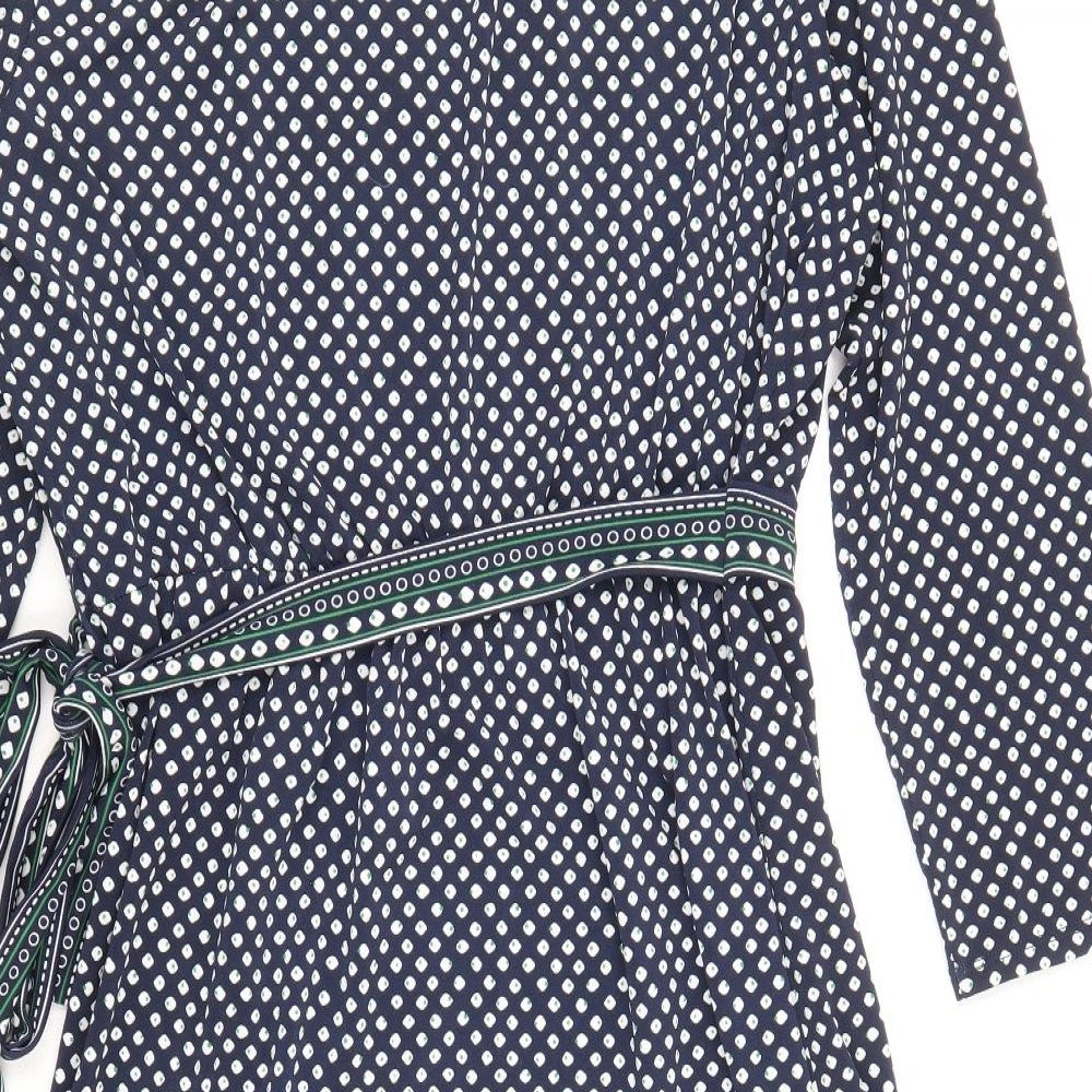 Max Studio Womens Blue Geometric Polyester Wrap Dress Size XL V-Neck Pullover