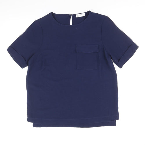 Papaya Womens Blue Polyester Basic T-Shirt Size 10 Round Neck