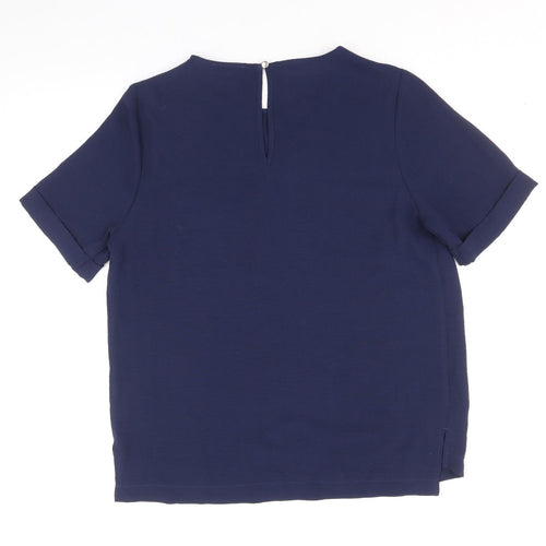 Papaya Womens Blue Polyester Basic T-Shirt Size 10 Round Neck