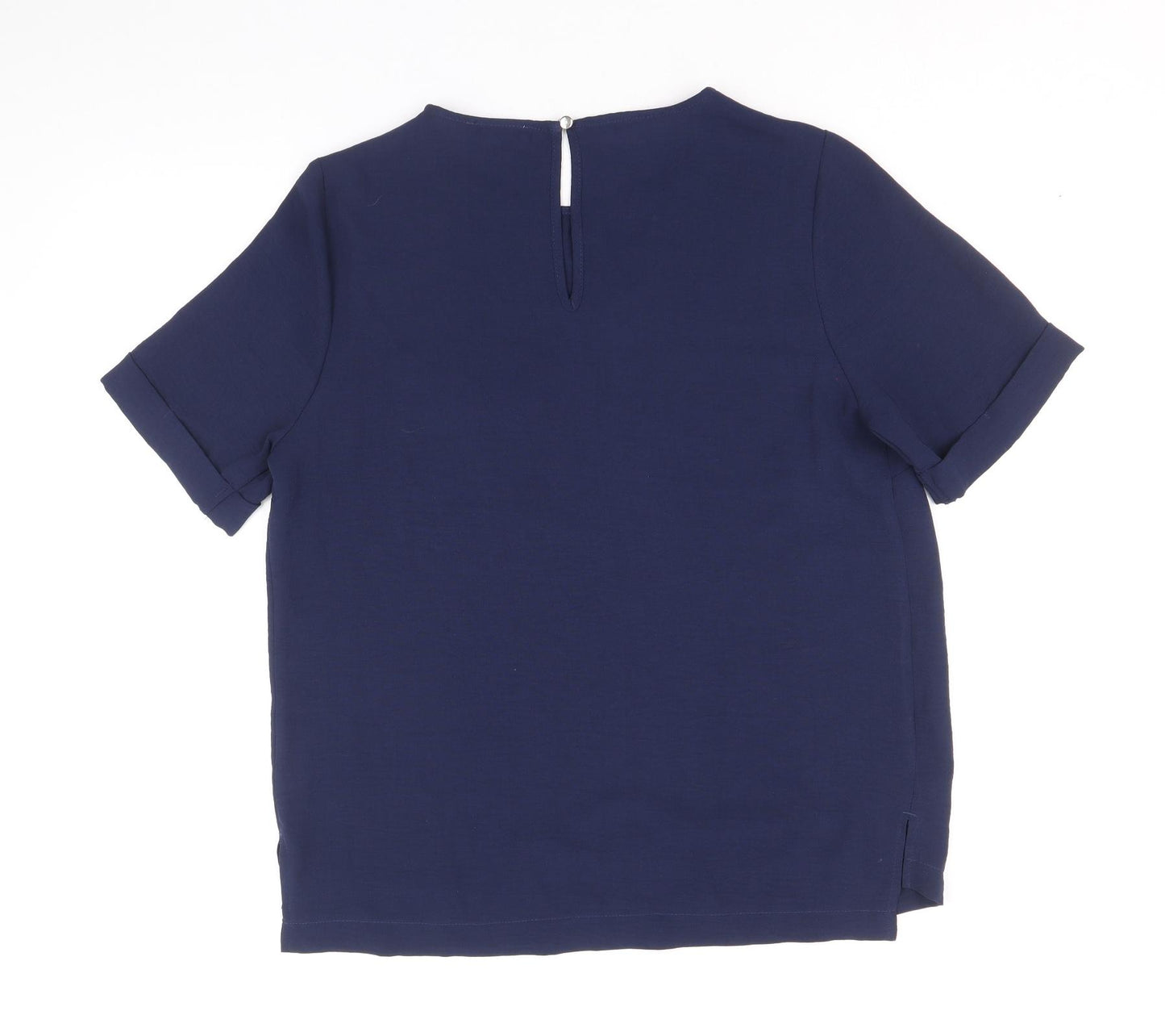 Papaya Womens Blue Polyester Basic T-Shirt Size 10 Round Neck