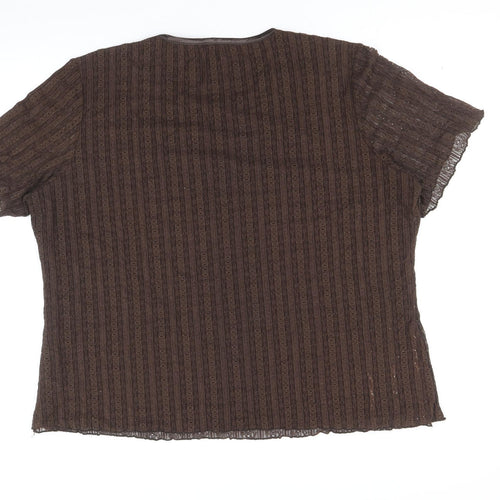 Bonmarche Womens Brown Nylon Basic T-Shirt Size XL Round Neck