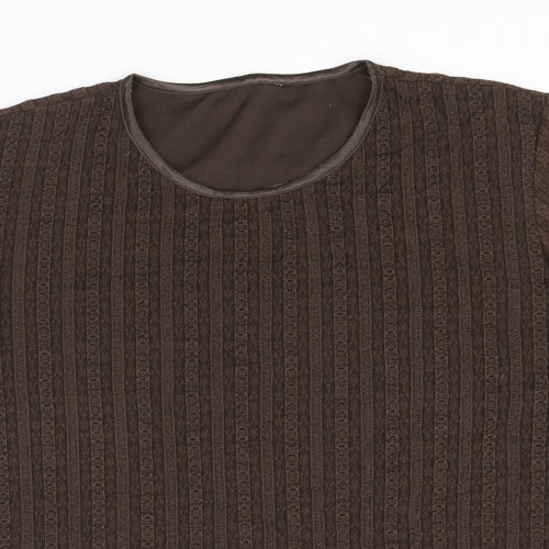 Bonmarche Womens Brown Nylon Basic T-Shirt Size XL Round Neck