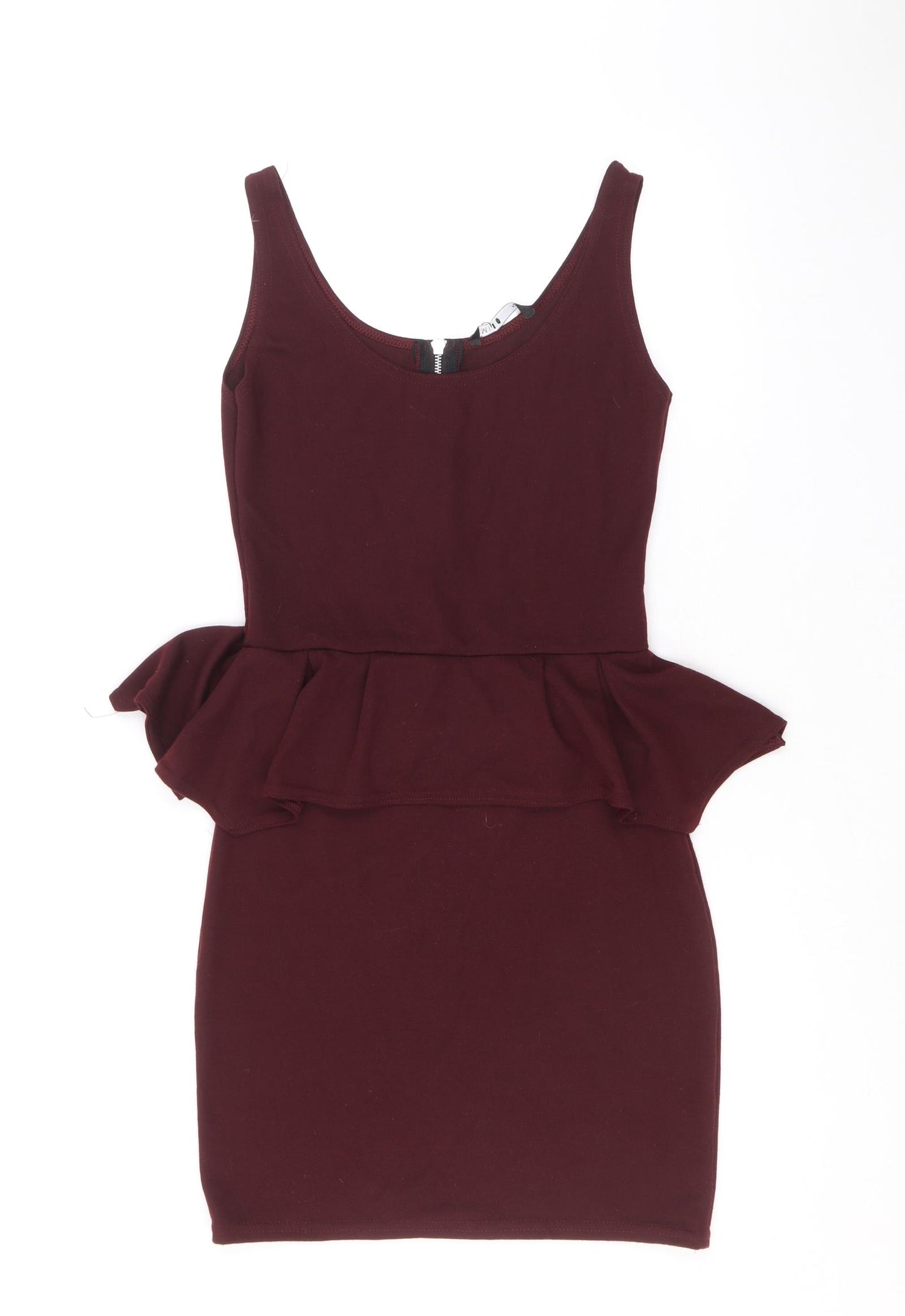 Miso Womens Purple Polyester Bodycon Size 12 Scoop Neck Zip - Peplum
