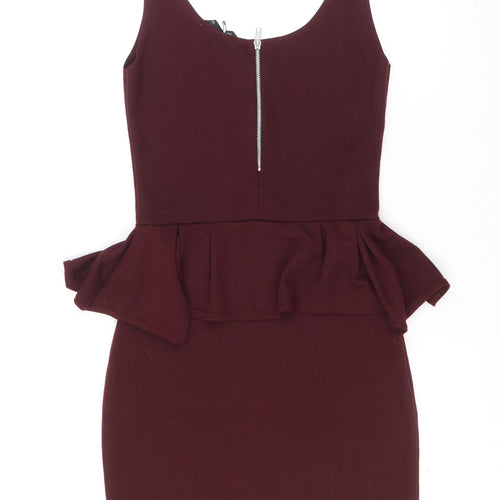 Miso Womens Purple Polyester Bodycon Size 12 Scoop Neck Zip - Peplum