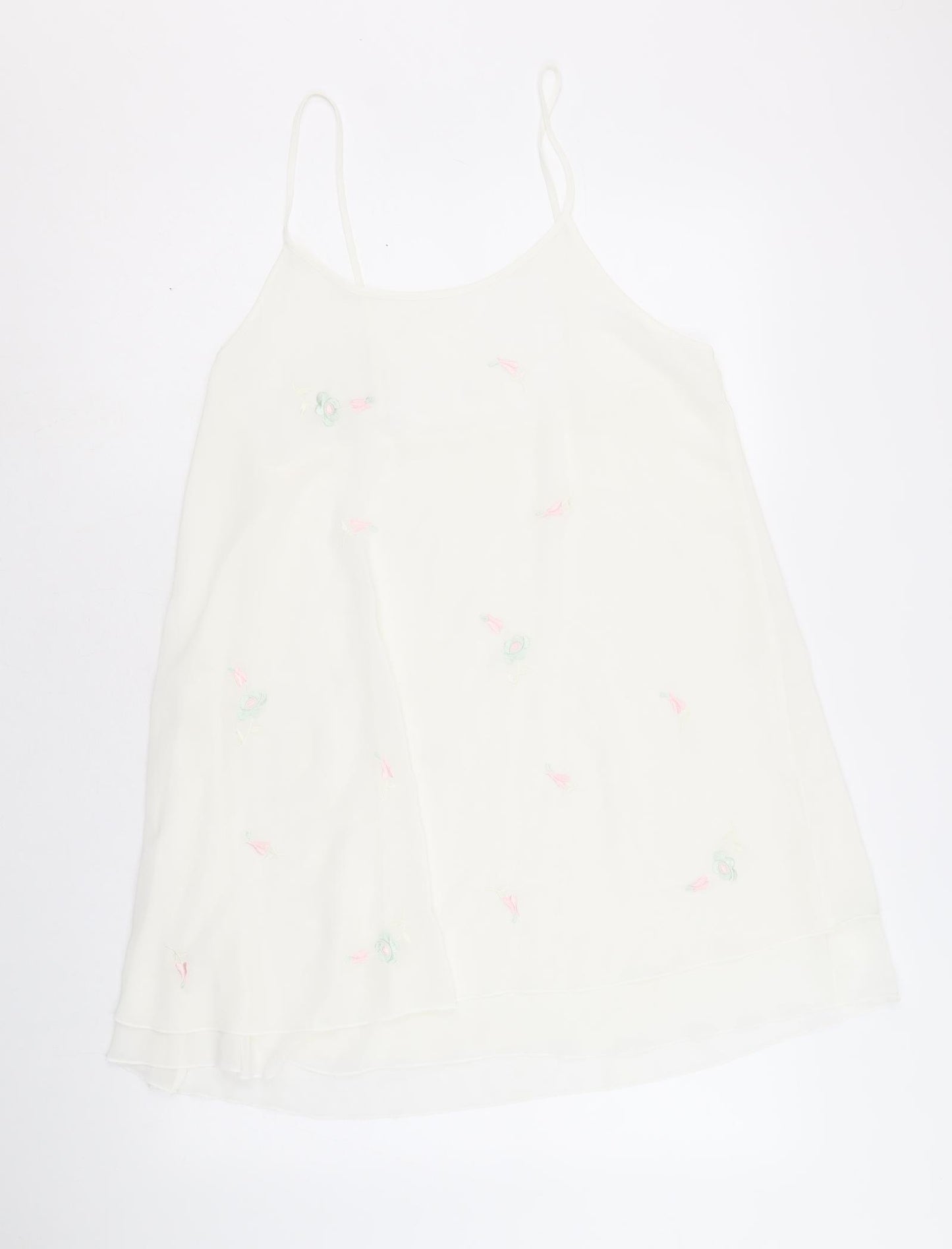 Marks and Spencer Womens Ivory Floral Polyester Slip Dress Size 14 Scoop Neck Pullover