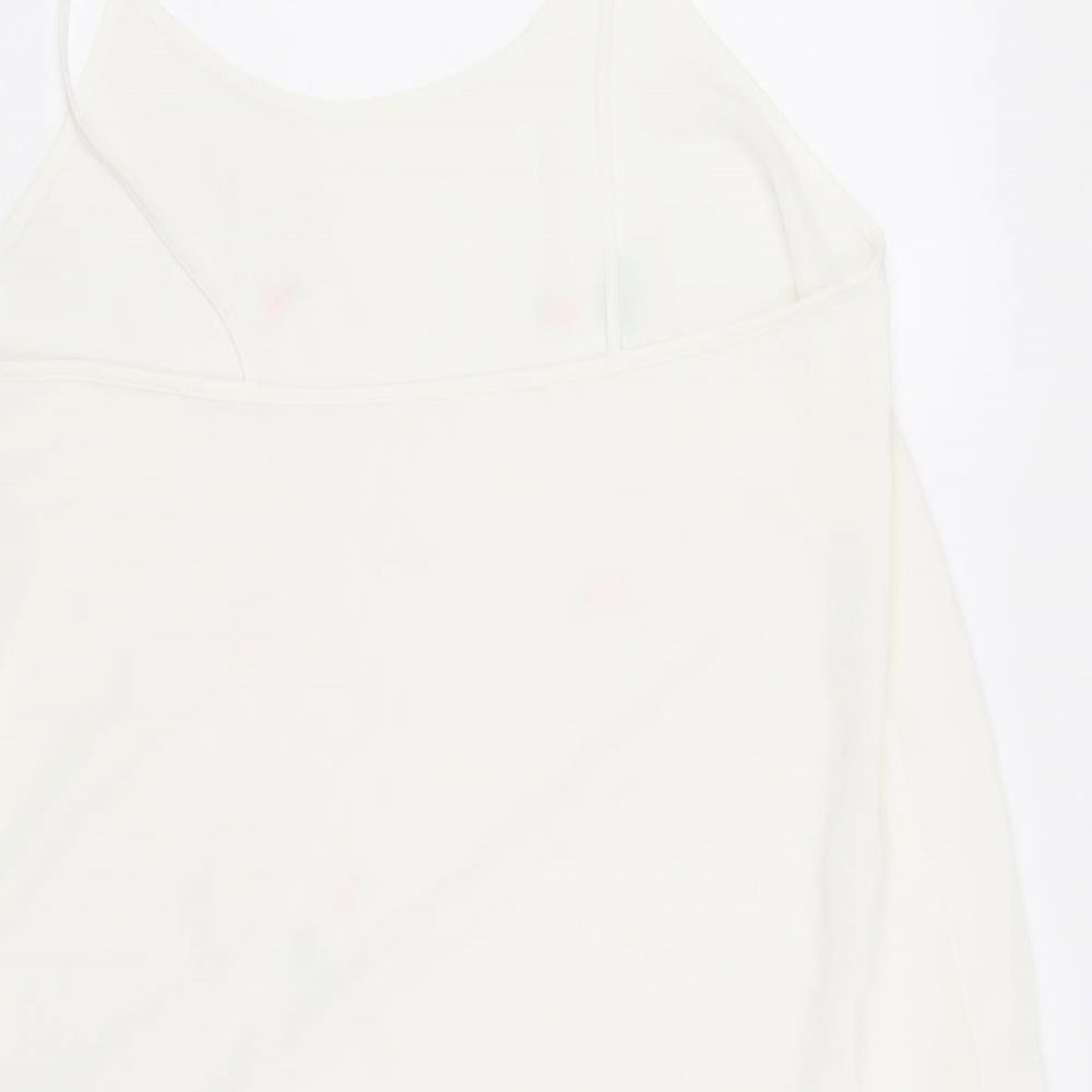 Marks and Spencer Womens Ivory Floral Polyester Slip Dress Size 14 Scoop Neck Pullover
