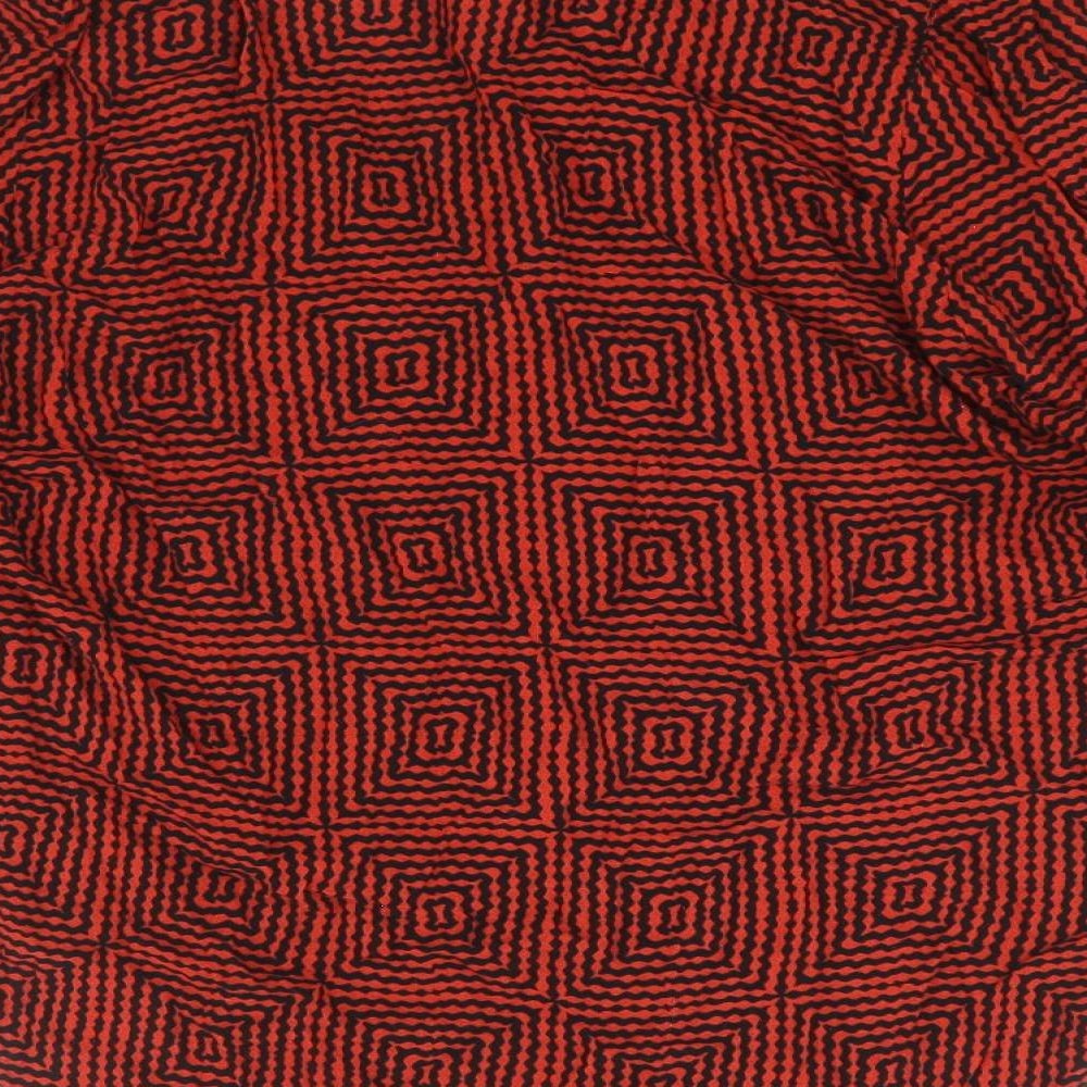 H&M Womens Red Geometric Viscose Basic Blouse Size 14 V-Neck
