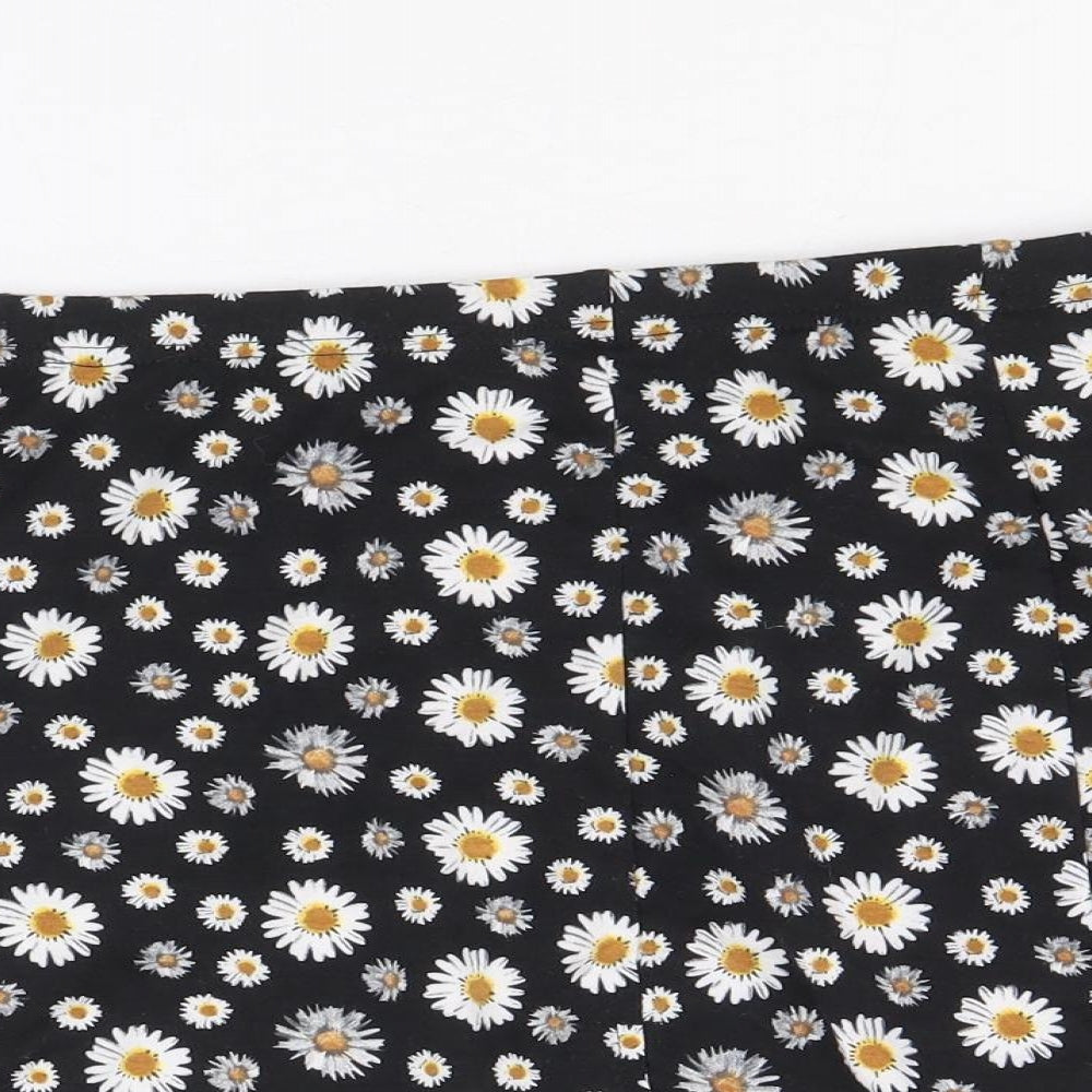 SheIn Womens Black Floral Viscose Mini Skirt Size L