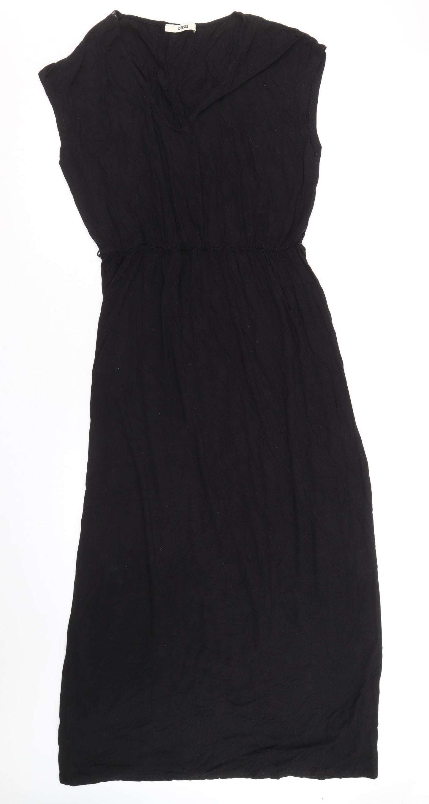 Oasis Womens Black Viscose Maxi Size 12 V-Neck Pullover